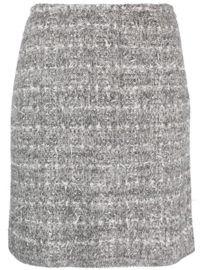 Bruno Manetti Mid-rise Tweed Miniskirt In Grey