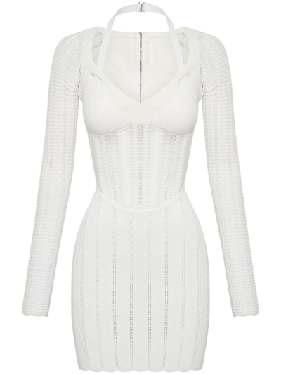 Dion Lee Open-knit Corset Minidress In White