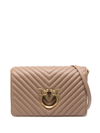 Pinko Love Click Classic Leather Bag In Neutrals