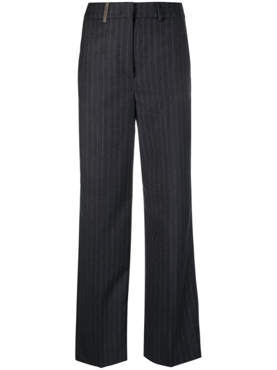 Peserico Pinstripe-pattern Tailored-cut Trousers In Blue