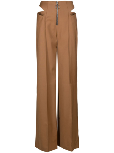 Aleksandre Akhalkatsishvili Brown Wool Wide-leg Trousers