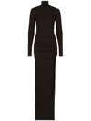 Dolce & Gabbana Black High-neck Sheer Maxi Dress In Black