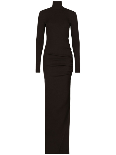 Dolce & Gabbana Black High-neck Sheer Maxi Dress