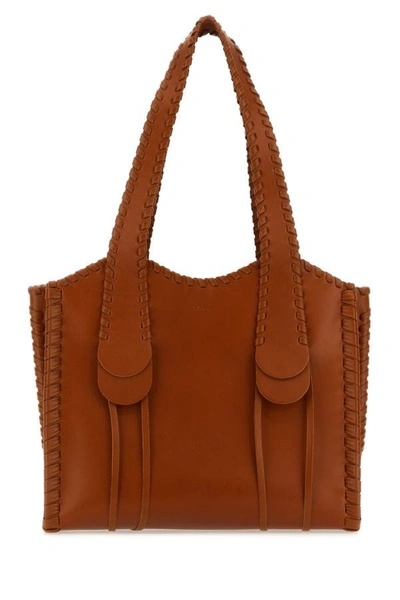 Chloé Chloe Woman Caramel Leather Medium Mony Shopping Bag In Brown