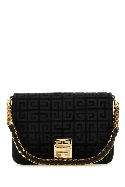 Givenchy Woman Embroidered Canvas 4g Shoulder Bag In Black