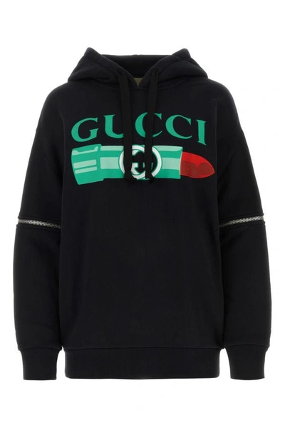 Gucci Cotton Jersey Hooded Sweatshirt In Black