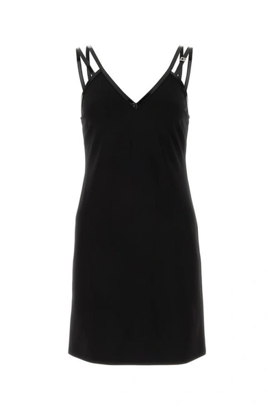 Gucci Viscose Jersey Mini Dress With Crystal G Square In Black