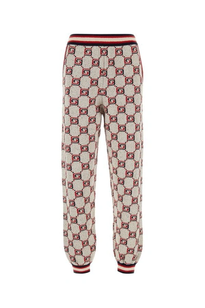 Gucci Woman Embroidered Jacquard Joggers In Multicolor