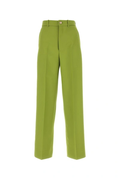 Gucci High-waist Drill Wide-leg Trousers In Green