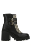 GUCCI GUCCI WOMAN MULTICOLOR LEATHER AND GG SUPREME FABRIC ANKLE BOOTS