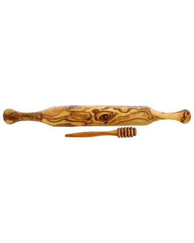 French Home Olive Wood Rolling Pin And Honey Dripper