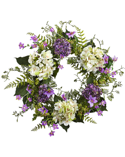 Nearly Natural Hydrangea Berry Wreath