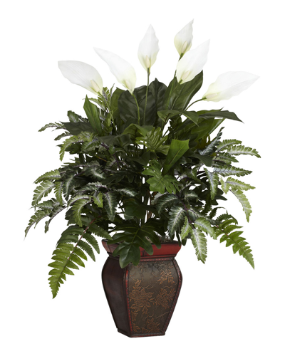 Nearly Natural Mixed Greens W/ Spathiphyllum And Decorative Vase Silk Plant