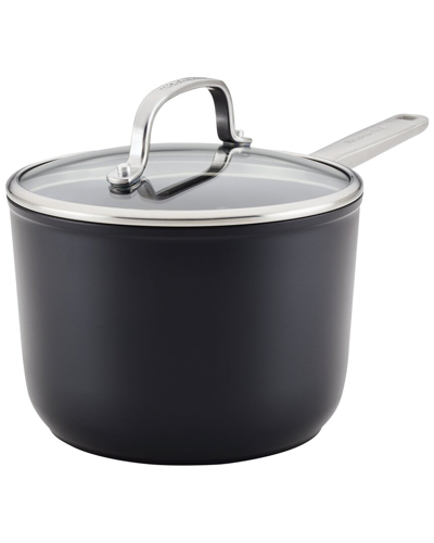 Kitchenaid Hard-anodized Induction Nonstick Saucepan With Lid In Black