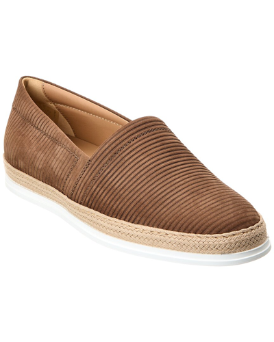 Tod's Pantofola Imbottita Gomma Tv Suede Loafer In Brown
