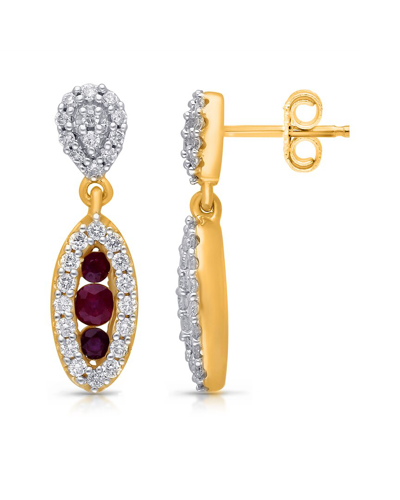 Kallati 14k 0.70 Ct. Tw. Diamond & Ruby Earrings