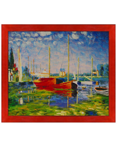 Overstock Art La Pastiche Red Boats At Argenteuil Framed Wall Art By Claude Monet In Multicolor