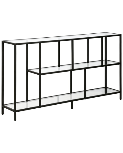 Abraham + Ivy Winthrop 52in Rectangular Console Table With Glass Shelves In Black