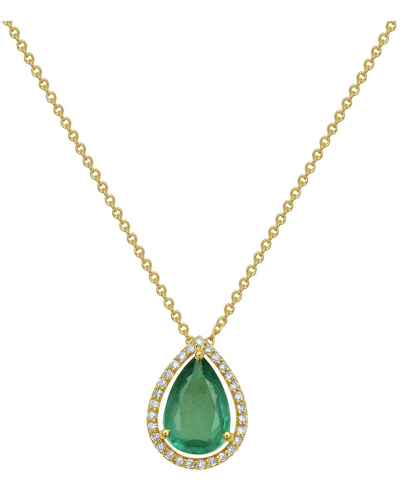 Forever Creations Usa Inc. Forever Creations 14k 1.15 Ct. Tw. Diamond & Emerald Pendant Necklace