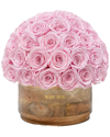 Rose Box Nyc Custom Rustic Classic Half Ball With Light Pink Roses