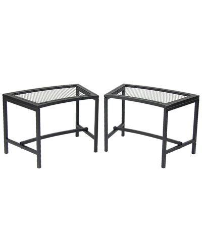 Sunnydaze Black Mesh Patio Fire Pit Bench - 2 Benc