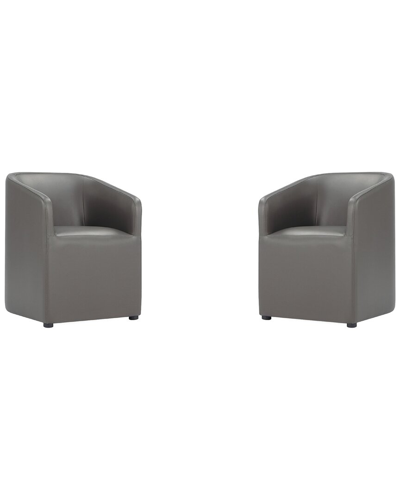 Manhattan Comfort Anna Round Faux Leather Dining Chair In Pewter - S