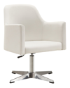 Manhattan Comfort Pelo Adjustable Height Swivel Accent Chair In Whit
