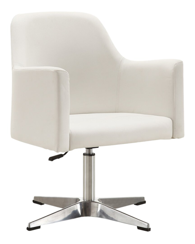 Manhattan Comfort Pelo Adjustable Height Swivel Accent Chair In Whit