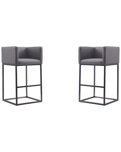 Manhattan Comfort Set Of 2 Embassy Bar Stools In Gray