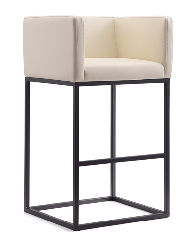 Manhattan Comfort Ambassador Barstool In Cream And Black In Neutral