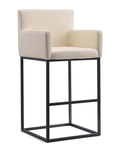 Manhattan Comfort Ambassador Barstool In Cream And Black In Neutral