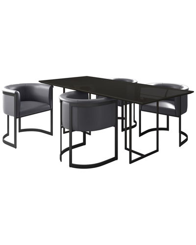 Manhattan Comfort Corso Dining Chair In Grey In Black