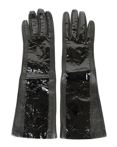 Bottega Veneta Women's Black Leather / Patent Leather Long Gloves