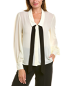 Alexia Admor Serena Long Sleeve Tie Neck Blouse In White