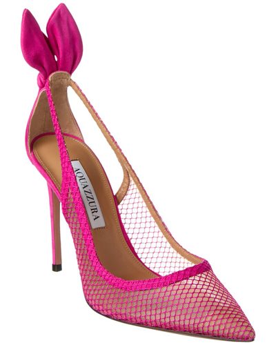 Aquazzura 100mm Bow Tie Mesh Pumps In Pink