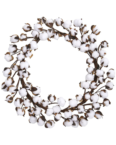 Nearly Natural 20in Cotton Ball Wreath In White