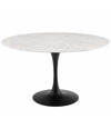 Modway Lippa 54in Round Artificial Marble Dining Table In Black