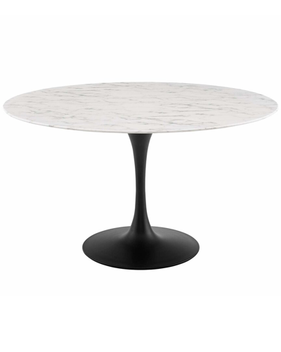 Modway Lippa 54in Round Artificial Marble Dining Table In Black