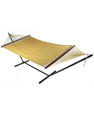 Sunnydaze Soft-spun 2-person Caribbean Spreader Bar Hammock With 15' Stand In Brown
