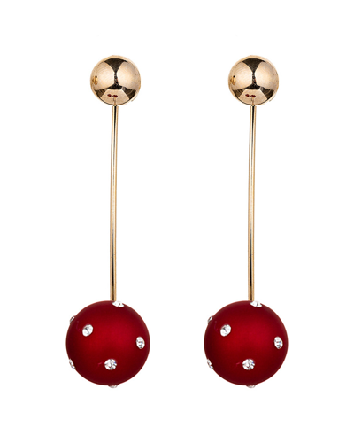 Eye Candy La Elina Cz Crystal Red Ball Drop Earrings