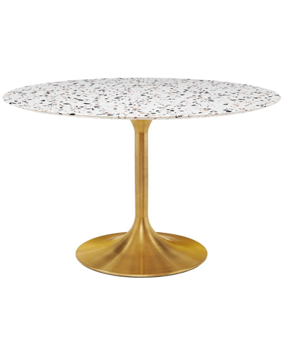 Modway Lippa 47in Round Terrazzo Dining Table In Gold