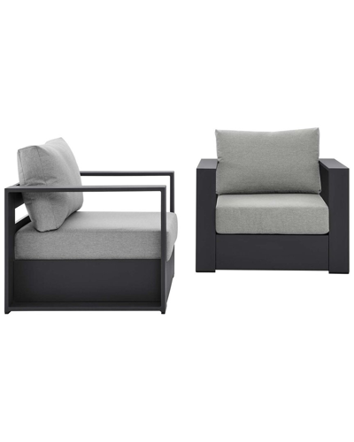 Modway Tahoe Outdoor Patio Powder-coated Aluminum 2pc Armchair Set In Grey