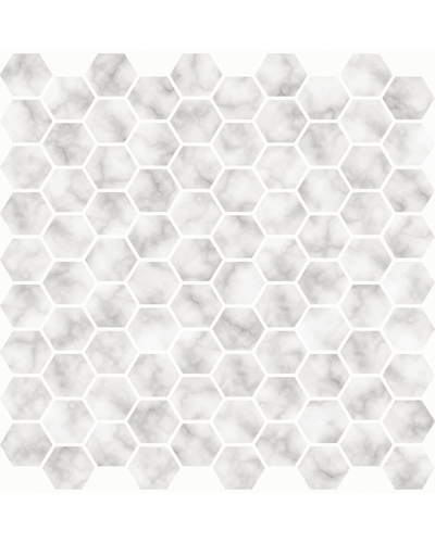 Inhome Hexagon Marble Peel & Stick Backsplash Tiles Set Of 2 In White