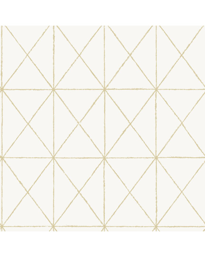 Nuwallpaper White & Gold Get In Line Peel & Stick Wallpaper