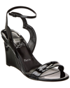 Christian Louboutin Zeppa Patent Ankle-strap Wedge Sandals In Black