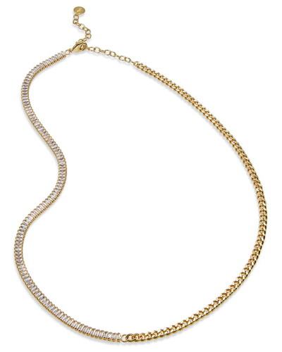 Savvy Cie 18k Plated Cz Half & Half Necklace