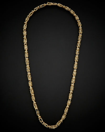 Italian Gold 14k  Men's Fancy Square Byzantine Necklace