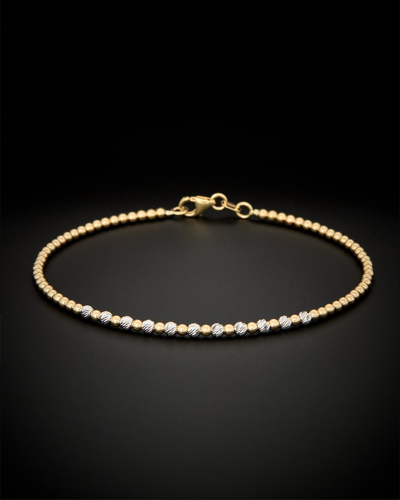 Italian Gold 14k Italian Two-tone Gold Beaded Bracelet
