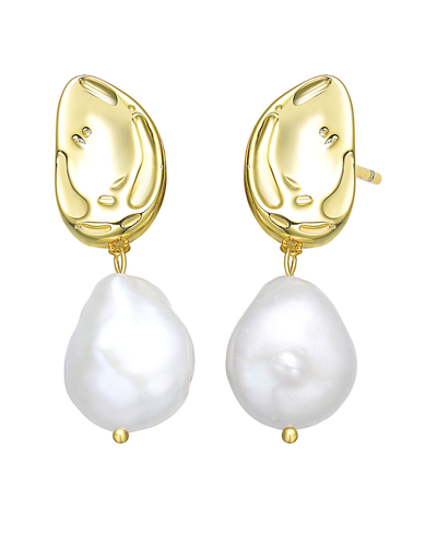 Genevive 18k Over Silver 16mm Freshwater Pearl Earrings