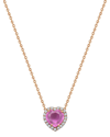 FOREVER CREATIONS USA INC. FOREVER CREATIONS 14K 1.03 CT. TW. DIAMOND & PINK SAPPHIRE HALO HEART NECKLACE